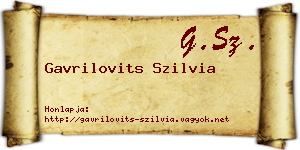 Gavrilovits Szilvia névjegykártya